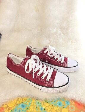 All Sport (Converse-inspired) Classic Low-Top Canvas Sneakers in Burgundy